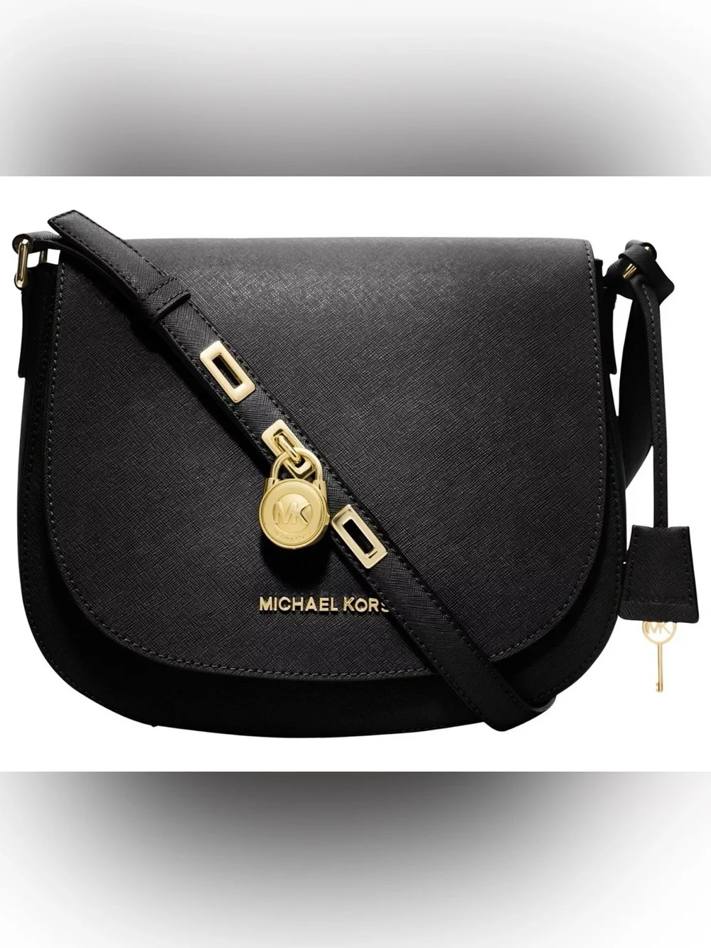 •MICHAEL KORS•NWT BLACK PEBBLED LEATHER HAMILTON LARGE MESSENGER BAG